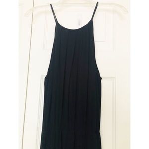Miami Jet Black Maxi Length Pullover Dress with Spaghetti Straps